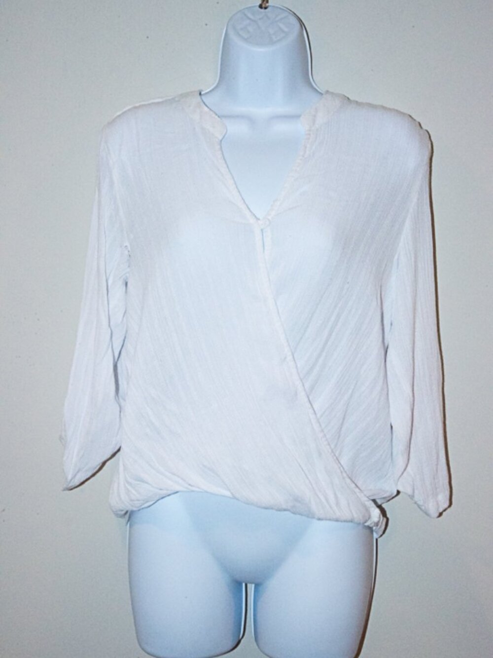 Love Tree White Crossover wrap sheer blouse size Medium